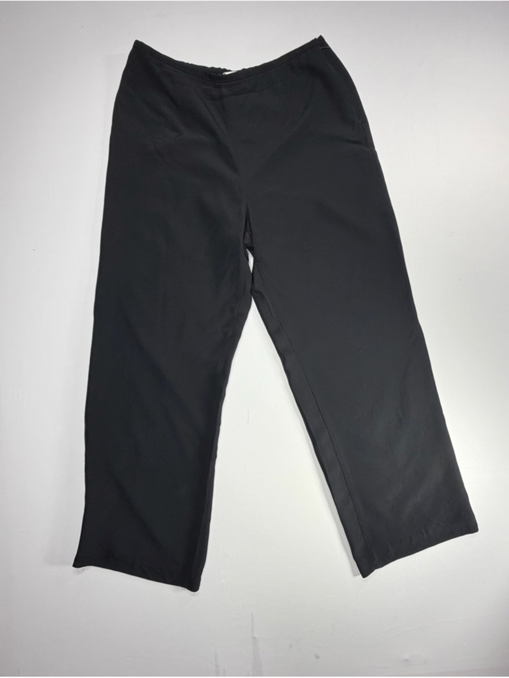 Talbots Black Silk Ankle Pants Womens 12 Cropped Straight Career Classic